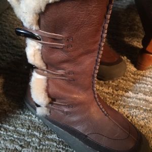 Sheepskin lining leather boots
